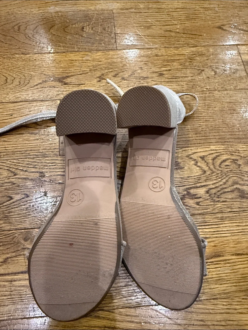 Madden Girl Metallic Silver Ankle Strap Sandals